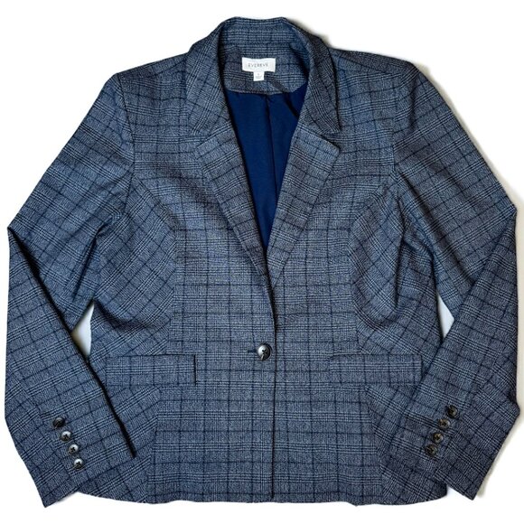 EVEREVE Asher Plaid Blazer Women's Size L Navy - Picture 7 of 9